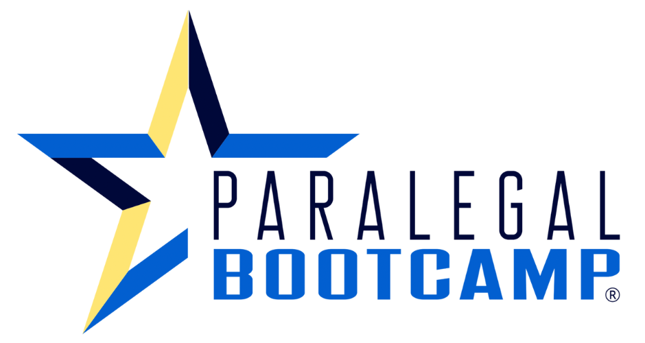 An image without a background and comprising a star and the words, paralegal and bootcamp for the paralegal bootcamp logo.