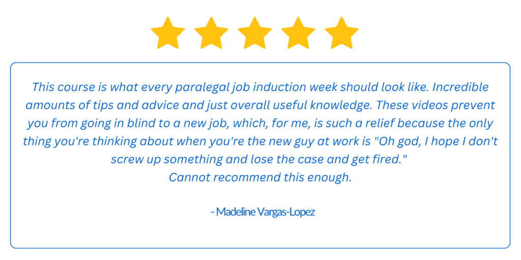 Litigation Paralegal Training Program Review from Madeline V