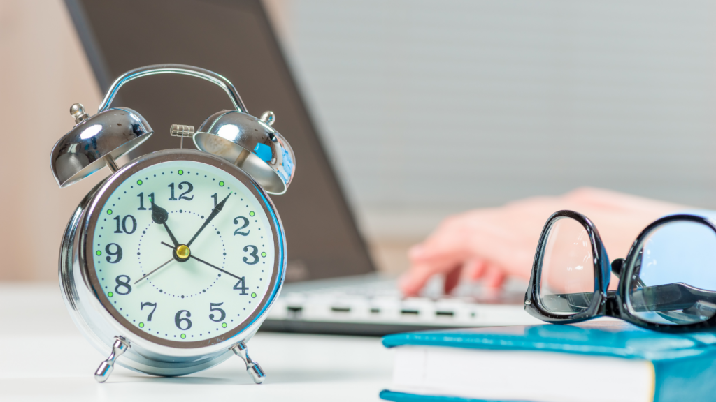 A clock, glasses, writing material, and a laptop are some of the materials you need when drafting billable time entries.