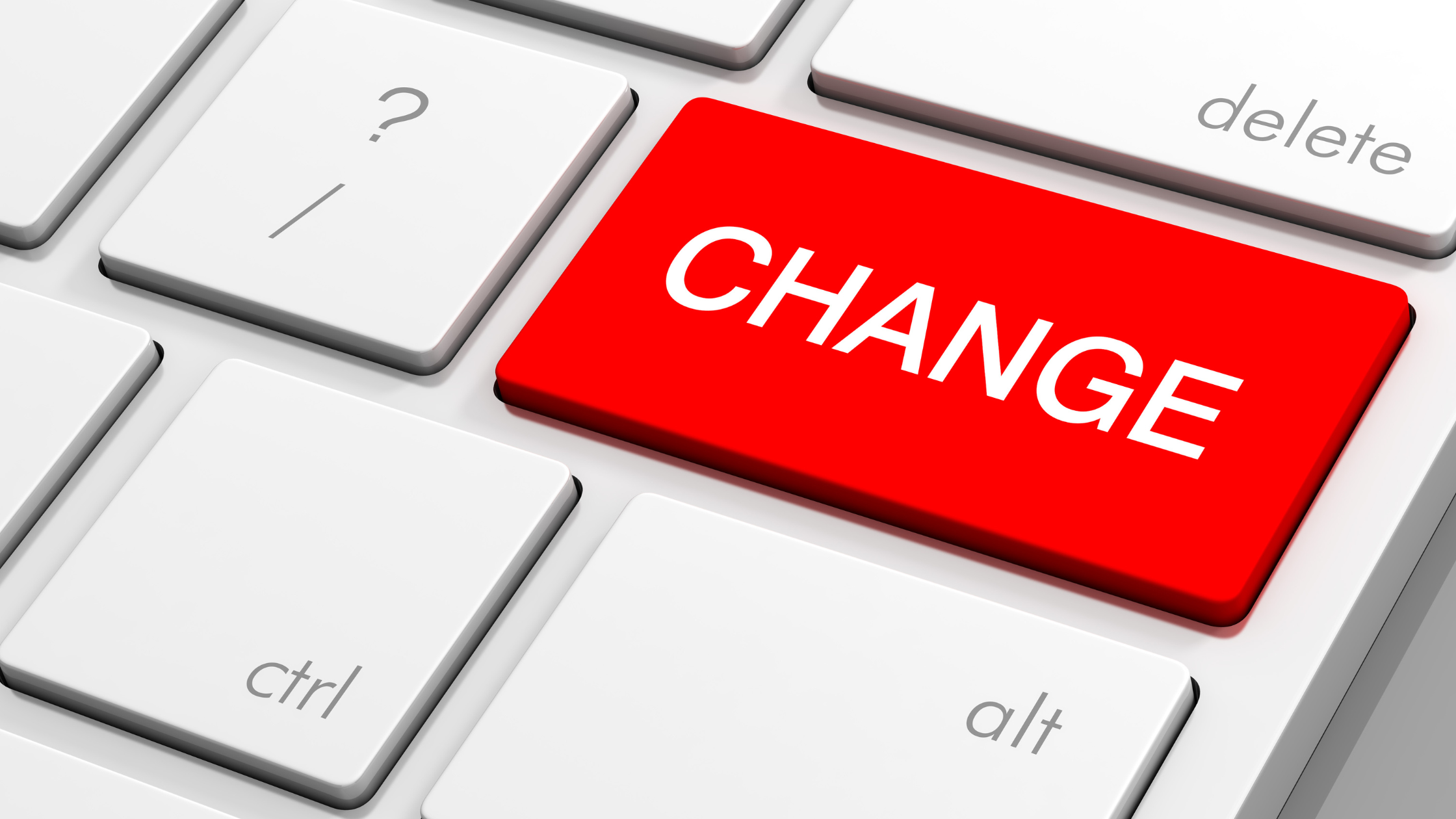 A red colored keyboard named change depicts the outstanding changes that have happened in the paralegal profession.