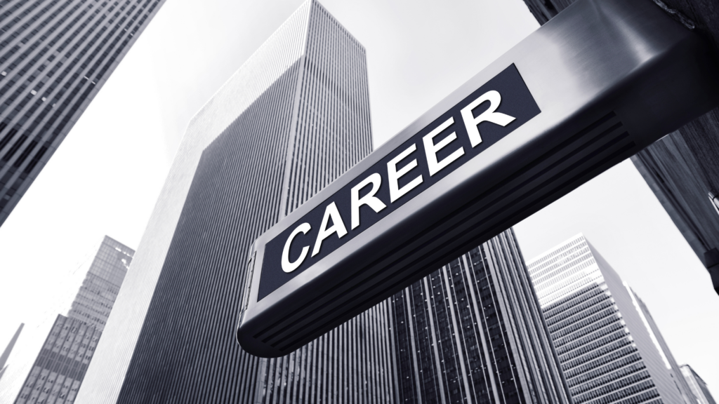A sign post with the name career represents all there is to rate as important in a career, including job and career security.