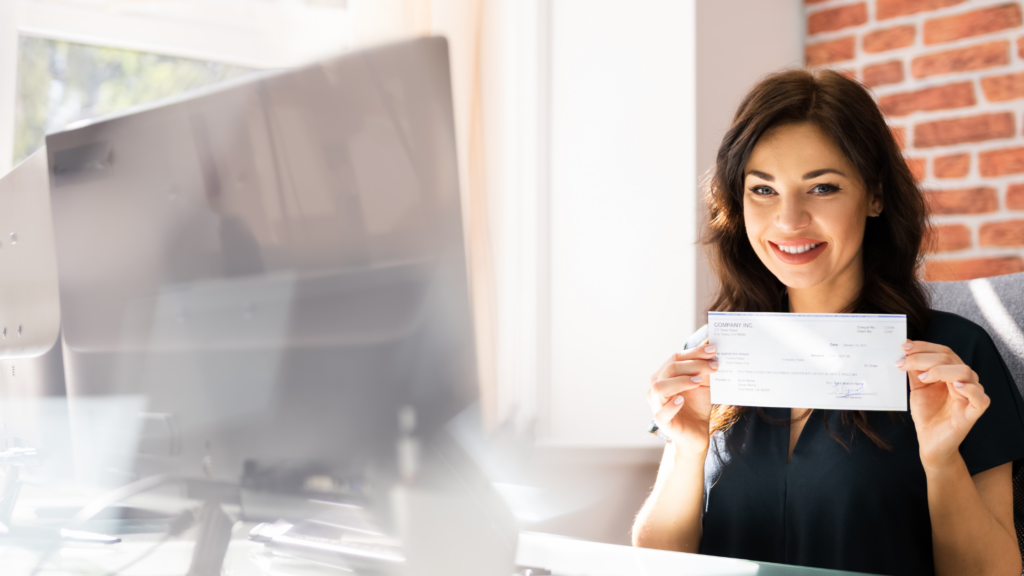 A paralegal showing her paycheck and comparing it to her work hours to show if her billable hours are valuable to the firm.