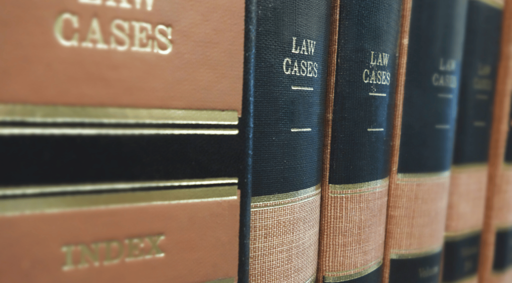 A full bookshelf of law cases that are suitable resources for a litigation paralegal.