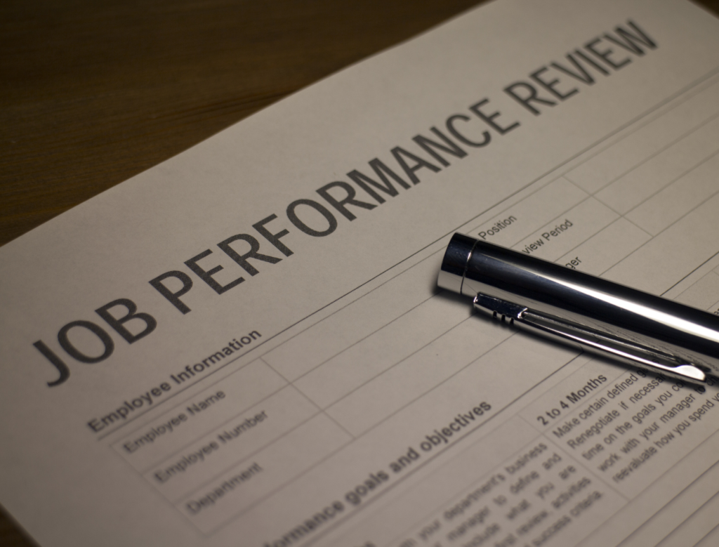 A typical job performance review form that you can use for a career development opportunity.