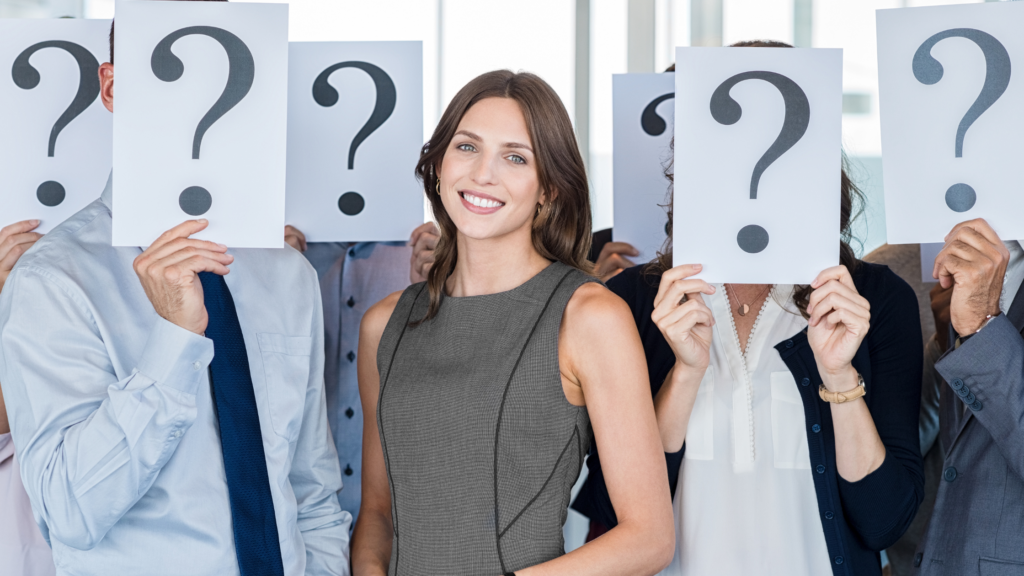 A personal injury paralegal stands out among other personal injury paralegals that cover their faces with question marks.
